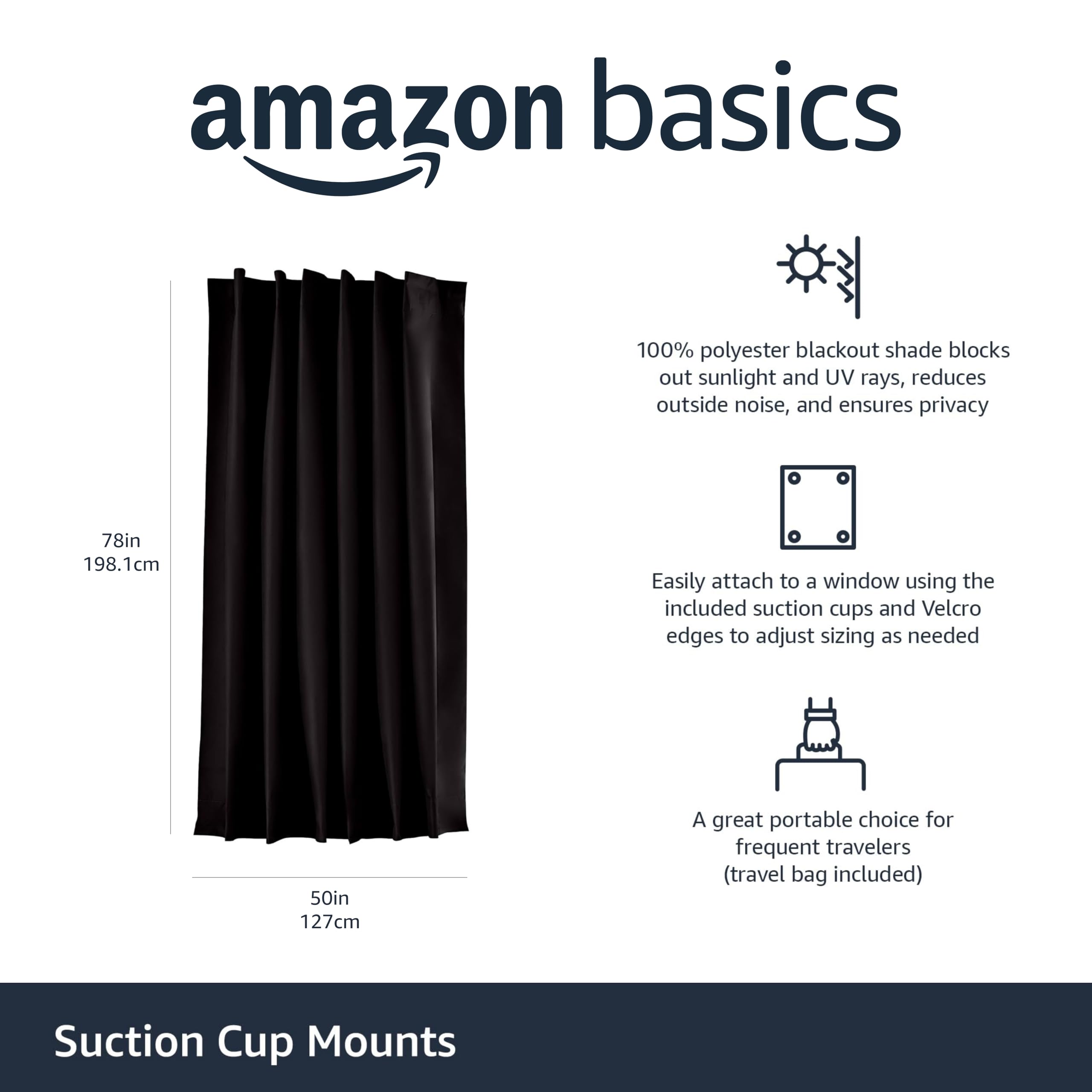 Amazon Basics rideau occultant gros plan du tissu polyester illustrant l'opacité