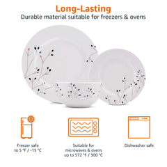 Amazon Basics assiette Branches en usage avec plat chaud illustrant compatibilité micro-ondes