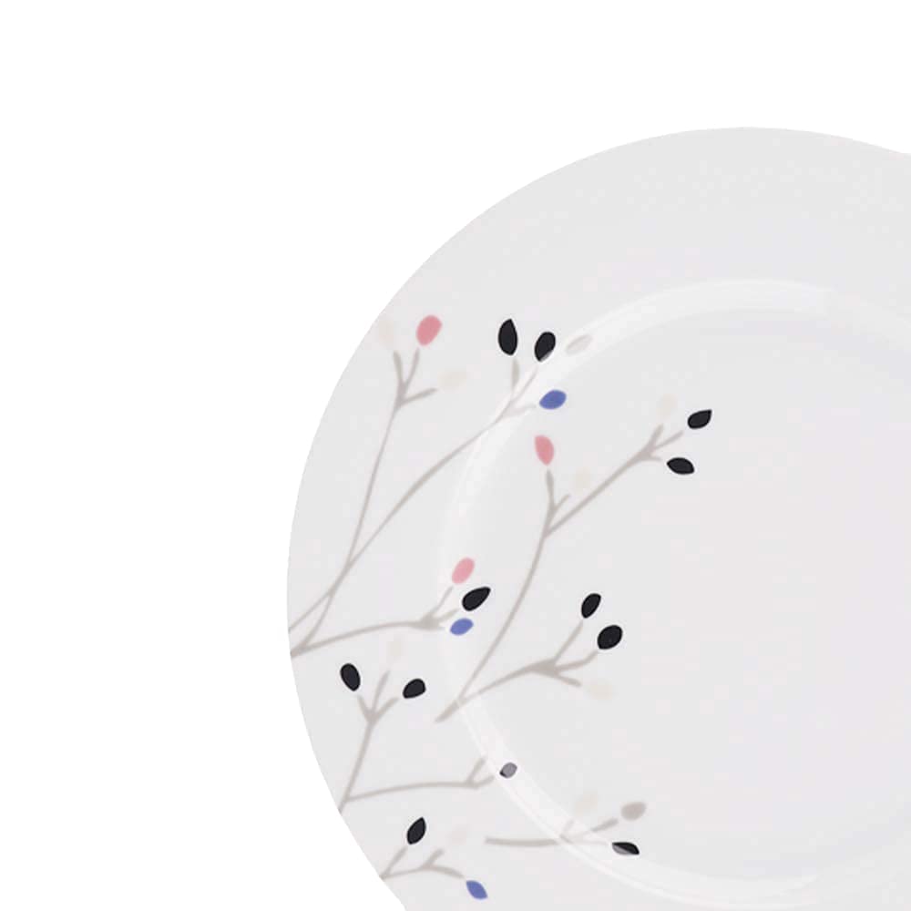 Amazon Basics comparaison de tailles montrant assiette plate, assiette dessert et bol pour repères de dimension