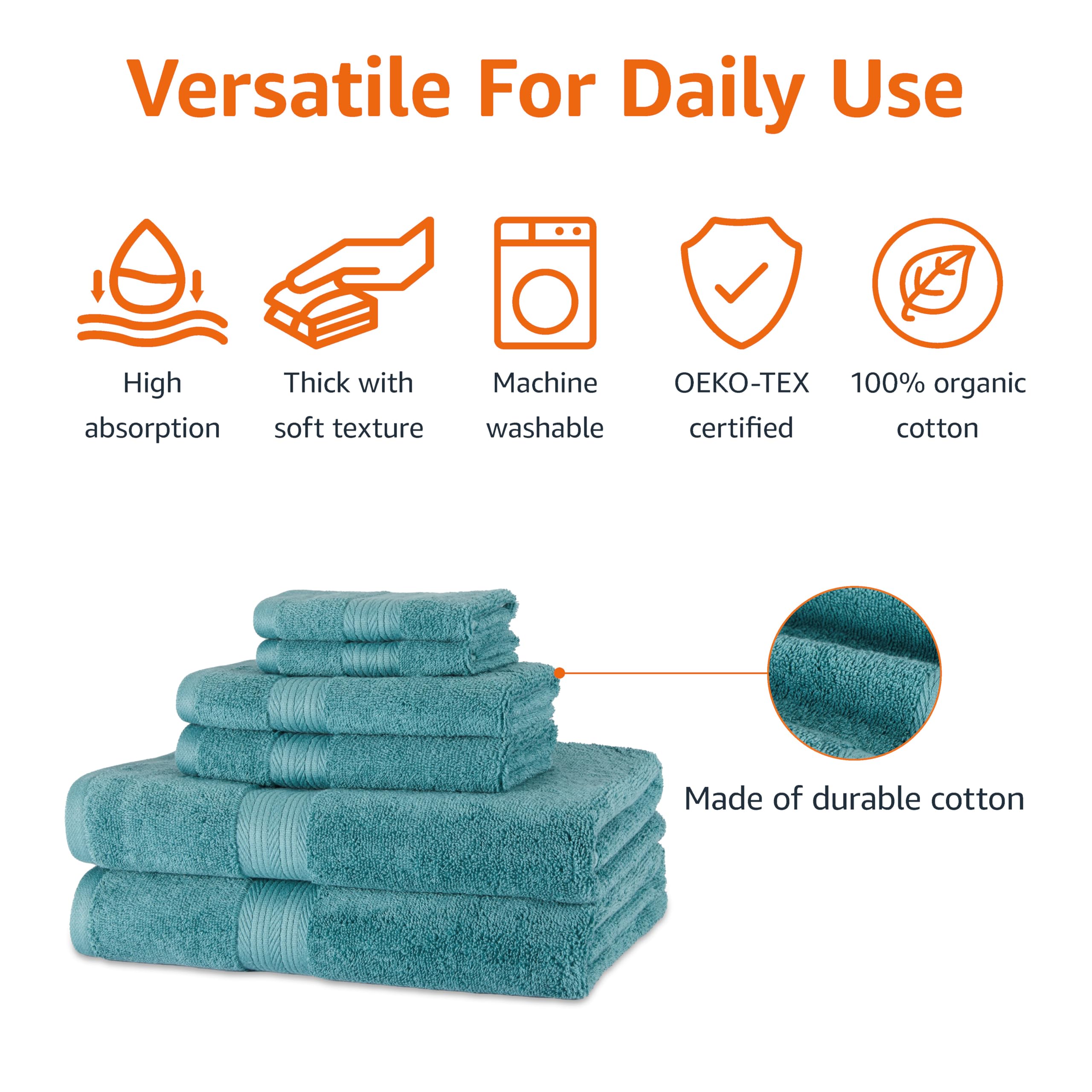 Amazon Basics serviette de bain ouverte montrant absorption et taille généreuse