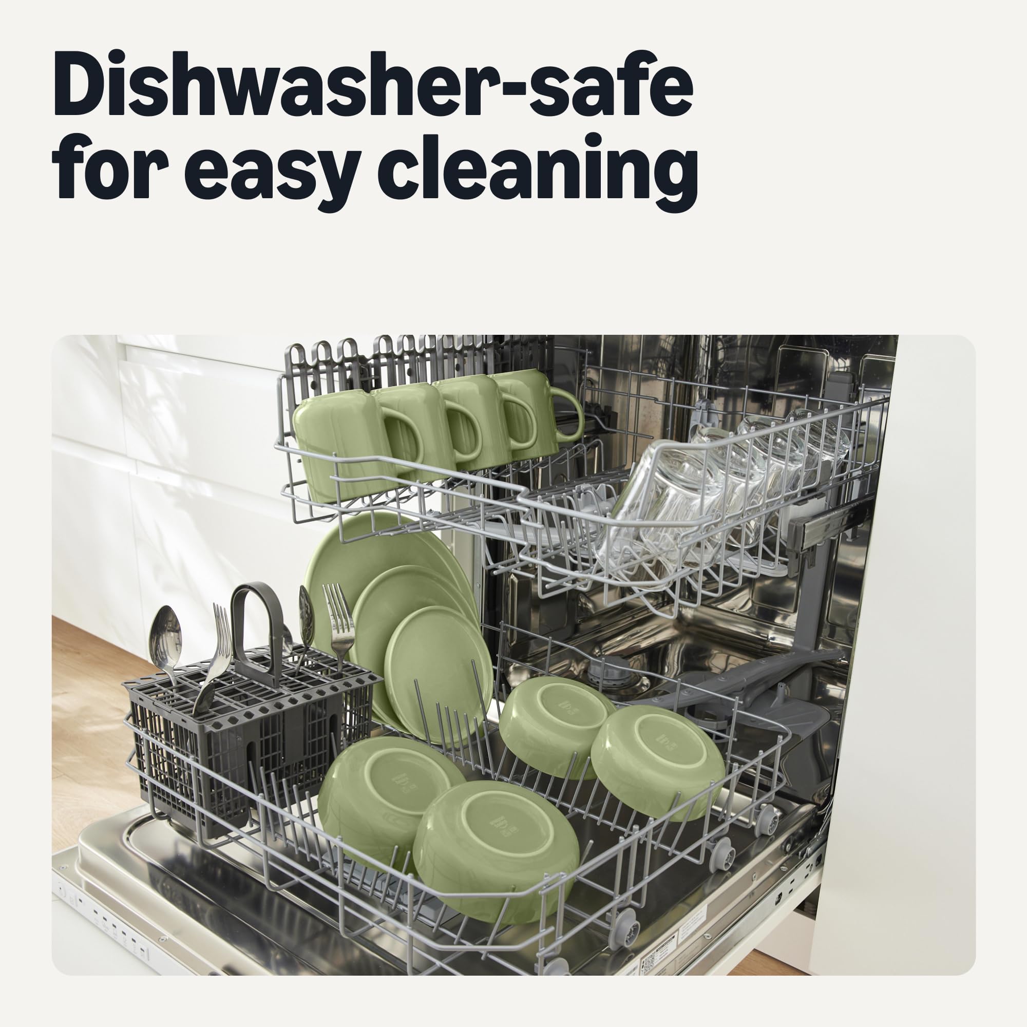 Amazon Basics table dressée montrant le service olive adapté aux repas