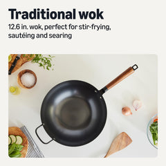 Amazon Basics gros plan surface en acier carbone pré-assaisonné pour cuisson rapide