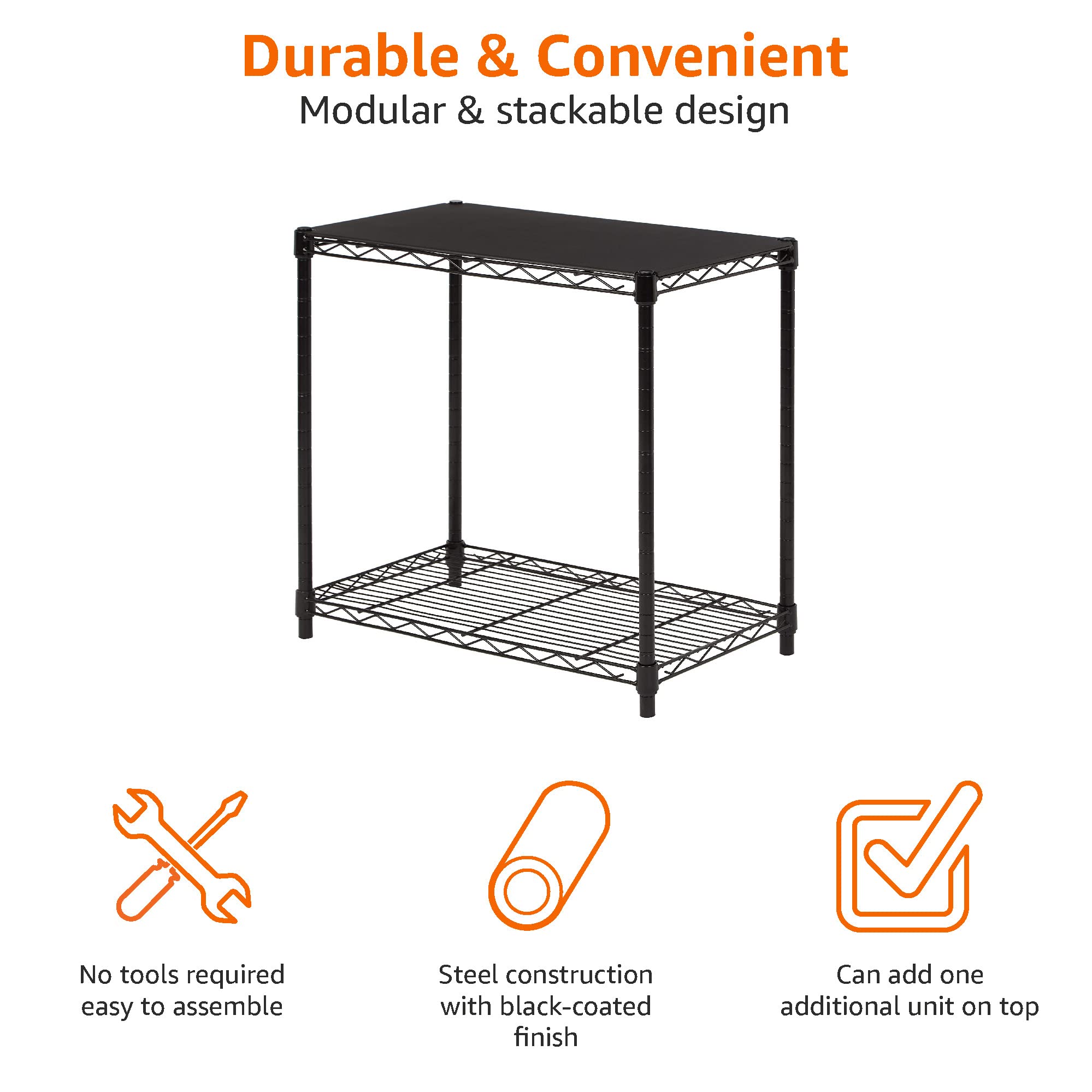 Amazon Basics deux unités empilées montrant quatre niveaux de rangement modulable