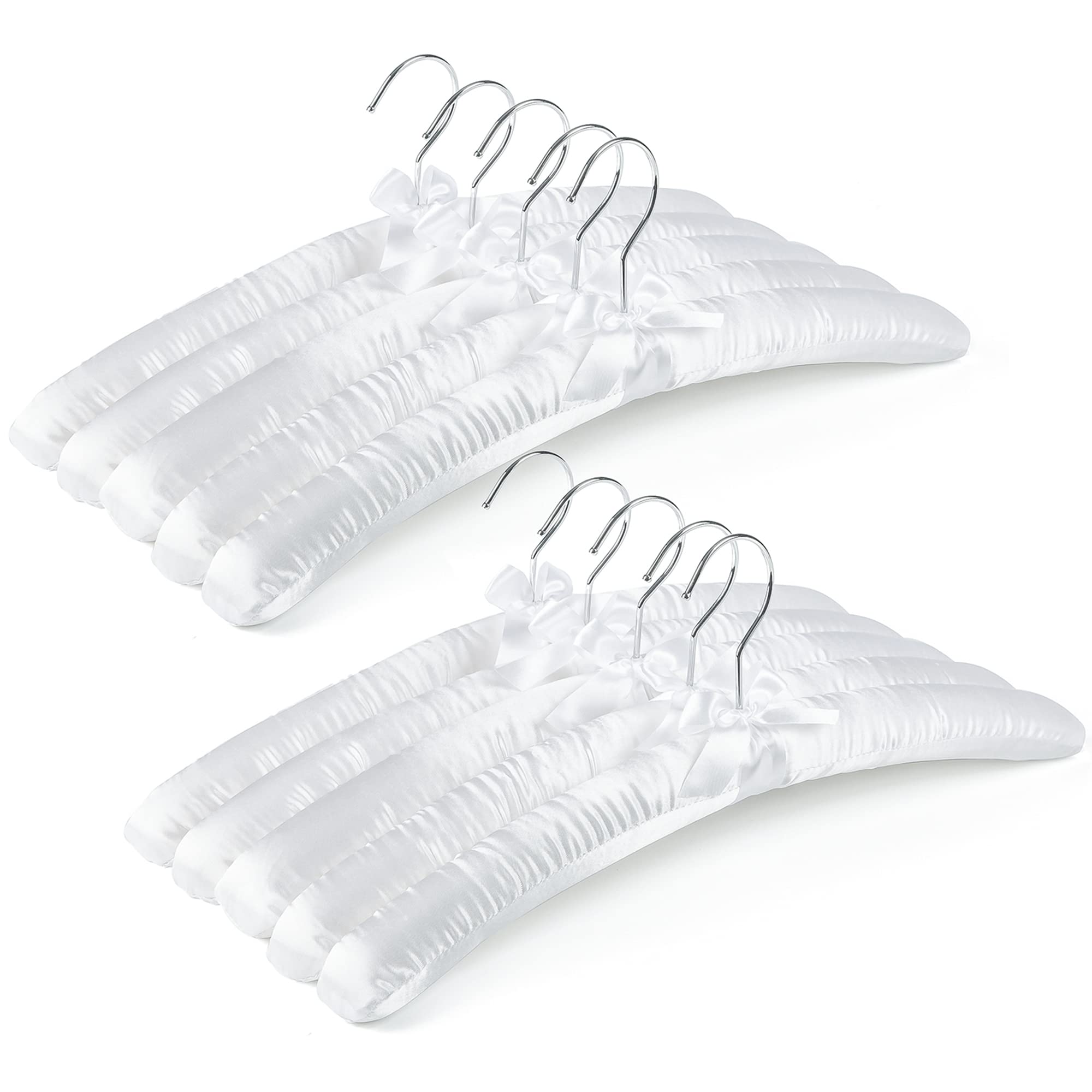 Amber Home vue avant du lot de 10 cintres blanc satin élégant et organisé