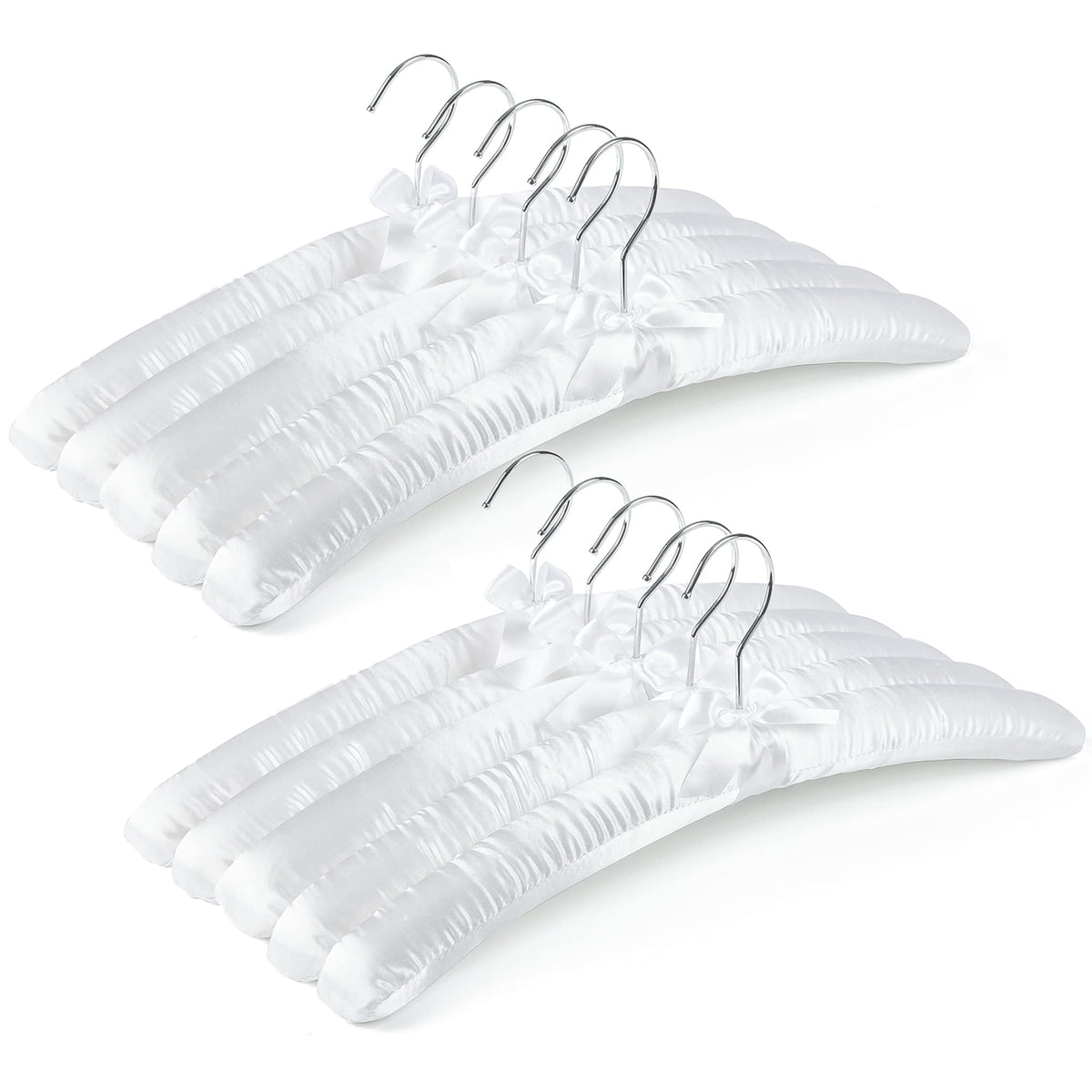 Amber Home vue avant du lot de 10 cintres blanc satin élégant et organisé