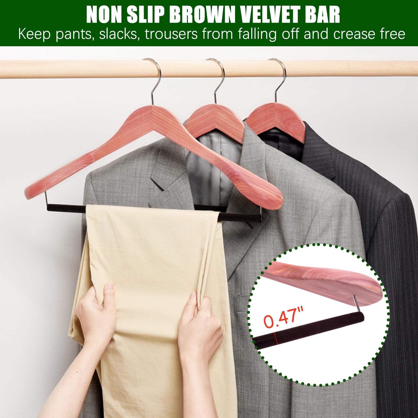 Amber Home barre velours marron empêchant glissement du pantalon