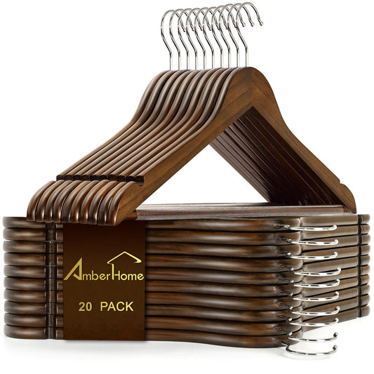 Amber Home vue de face du cintre en bois présentant finition élégante et rangement