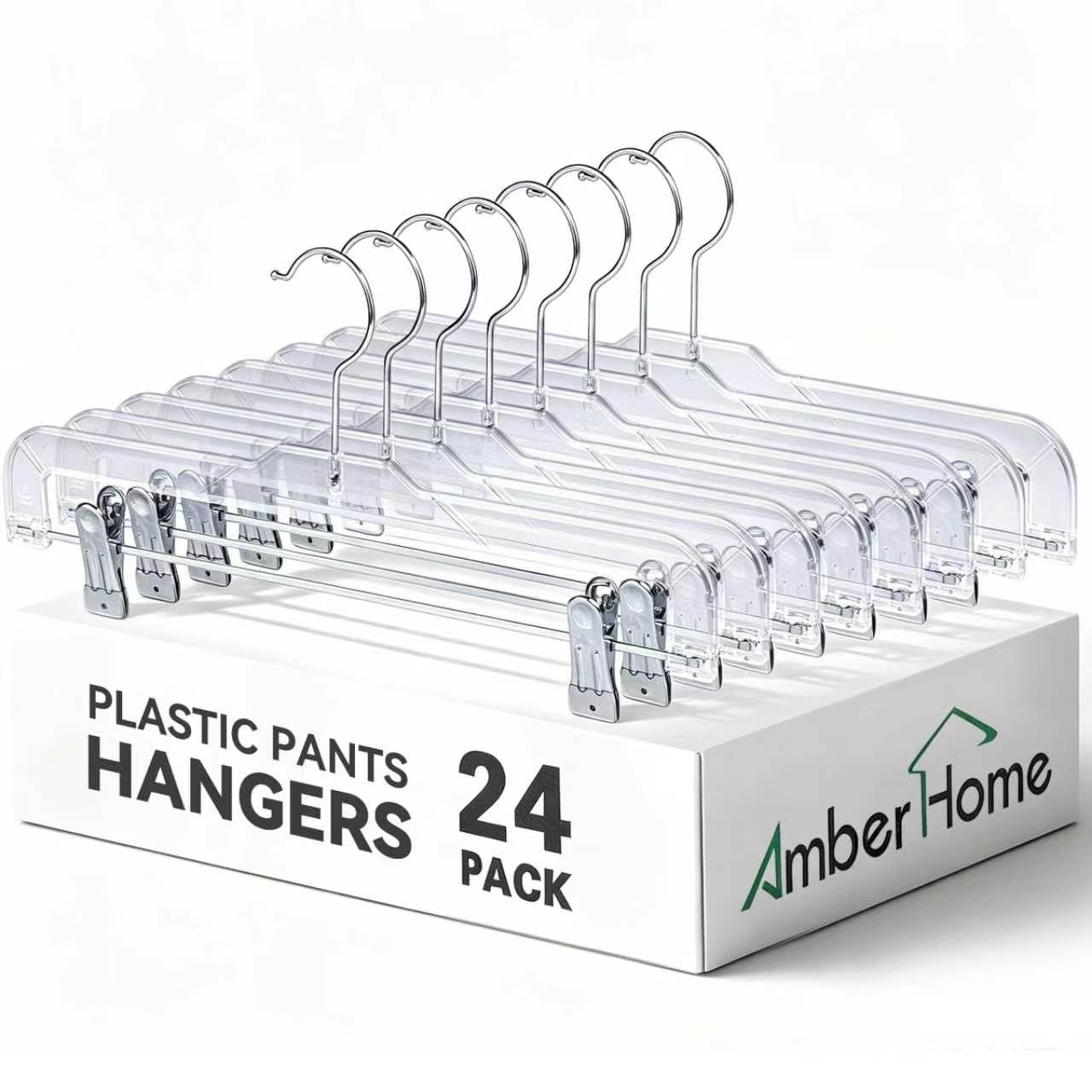 Amber Home vue avant du cintre transparent montrant la silhouette et tenue