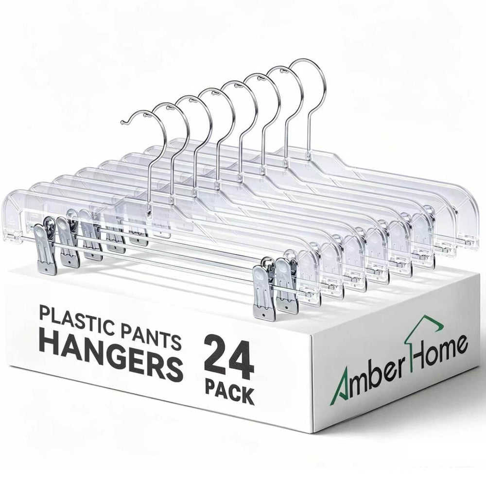 Amber Home vue avant du cintre transparent montrant la silhouette et tenue