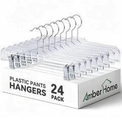 Amber Home vue avant du cintre transparent montrant la silhouette et tenue