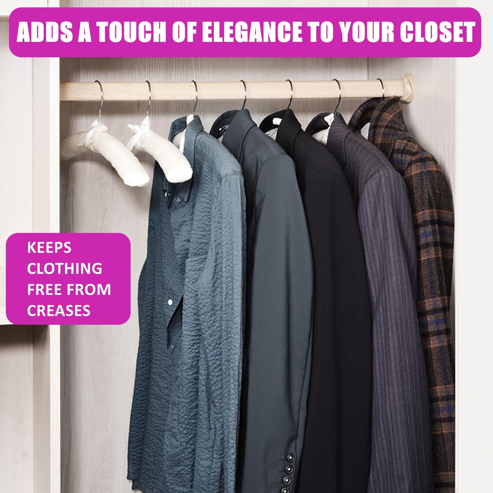 Amber Home cintres exposés dans un dressing lifestyle apportant style et organisation