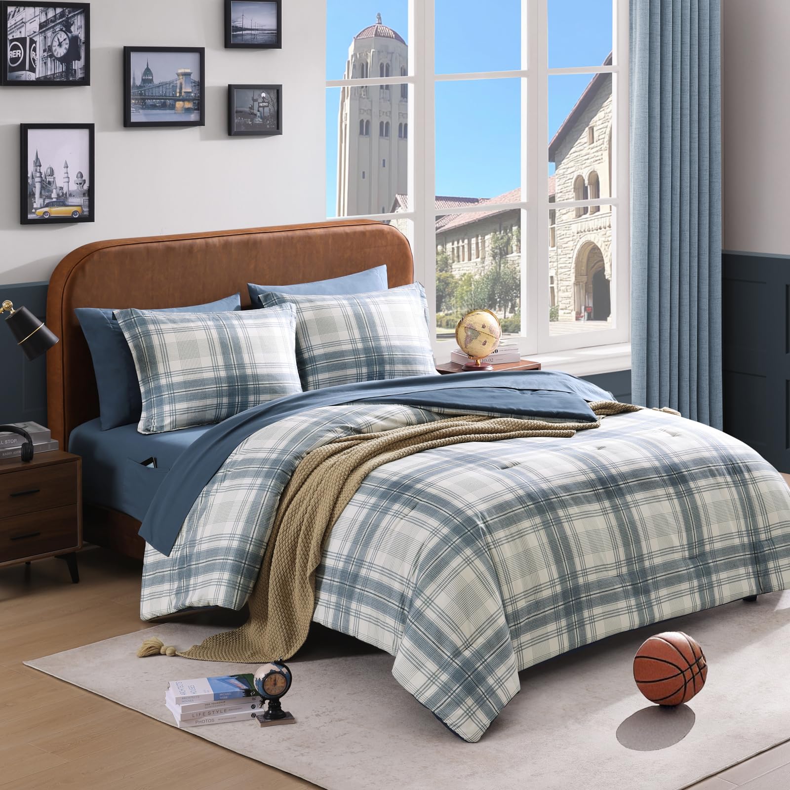 AMBERSPACE couette pleine vue frontale montrant motif carreaux et confort