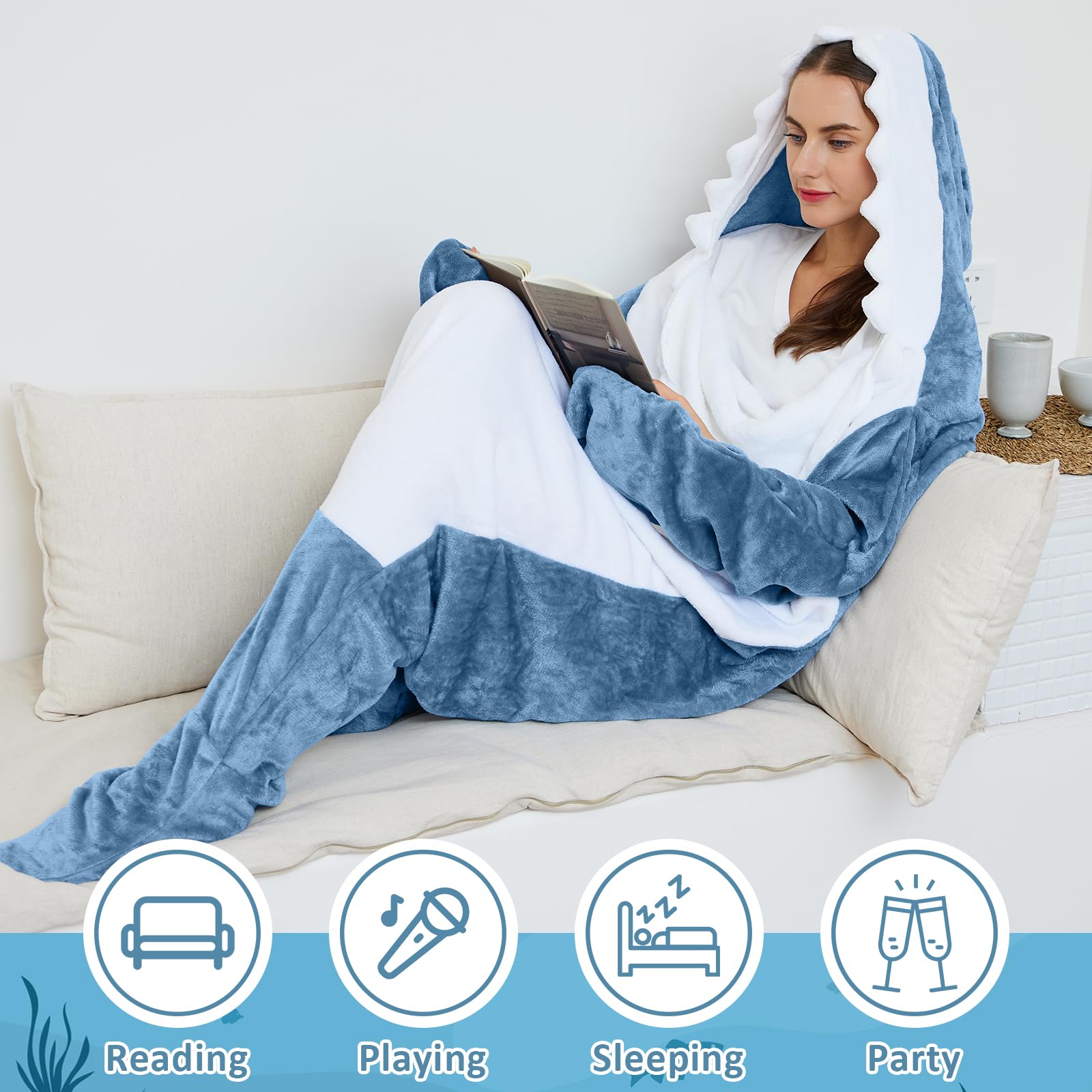 Ambitelligence combinaison requin portée sur canapé pour détente