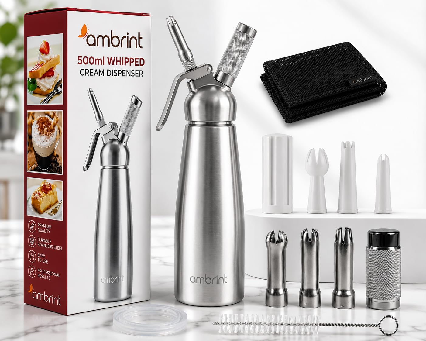 ambrint siphon face avant montrant finition aluminium et robustesse