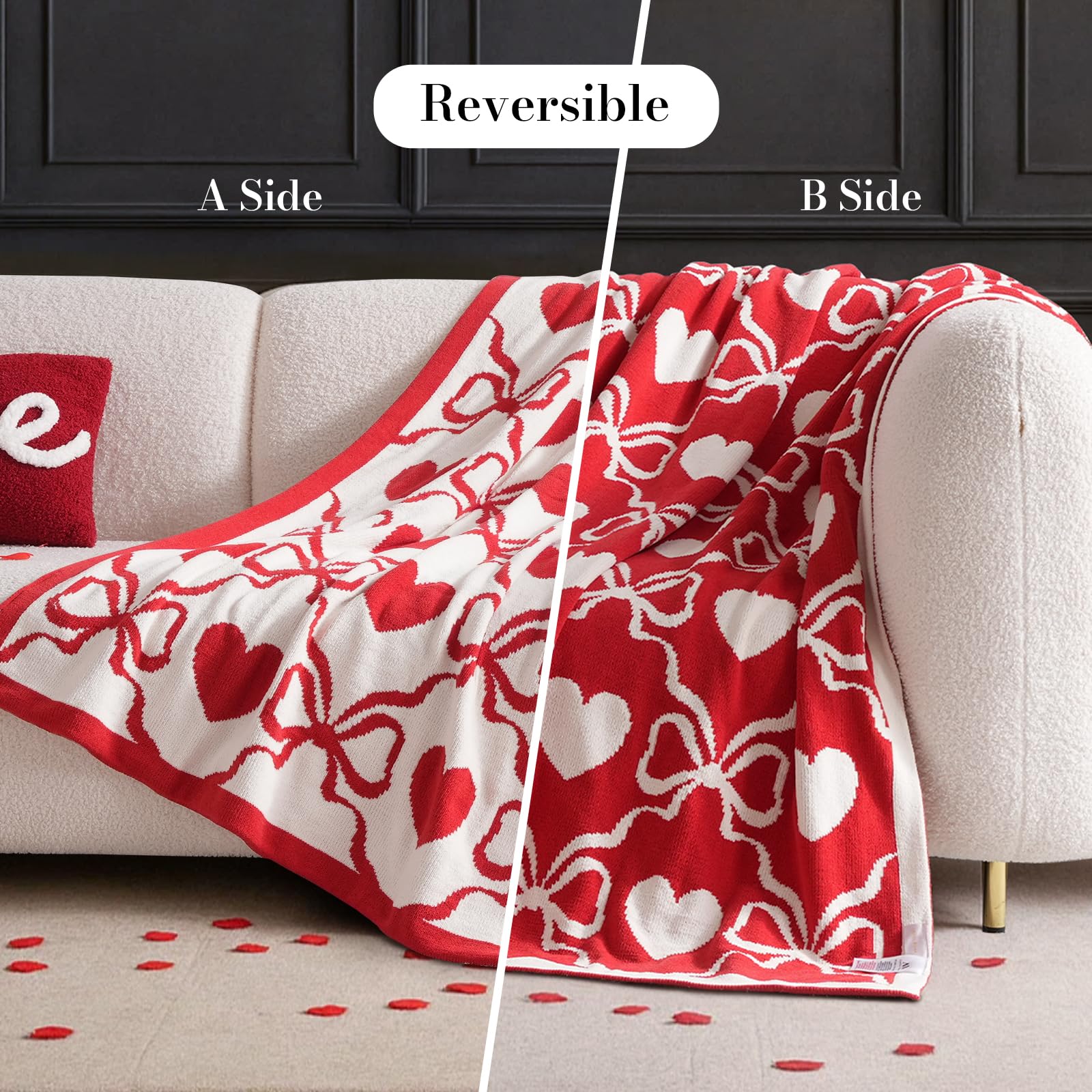 Amélie Home plaid face arrière cœurs, double style réversible pratique
