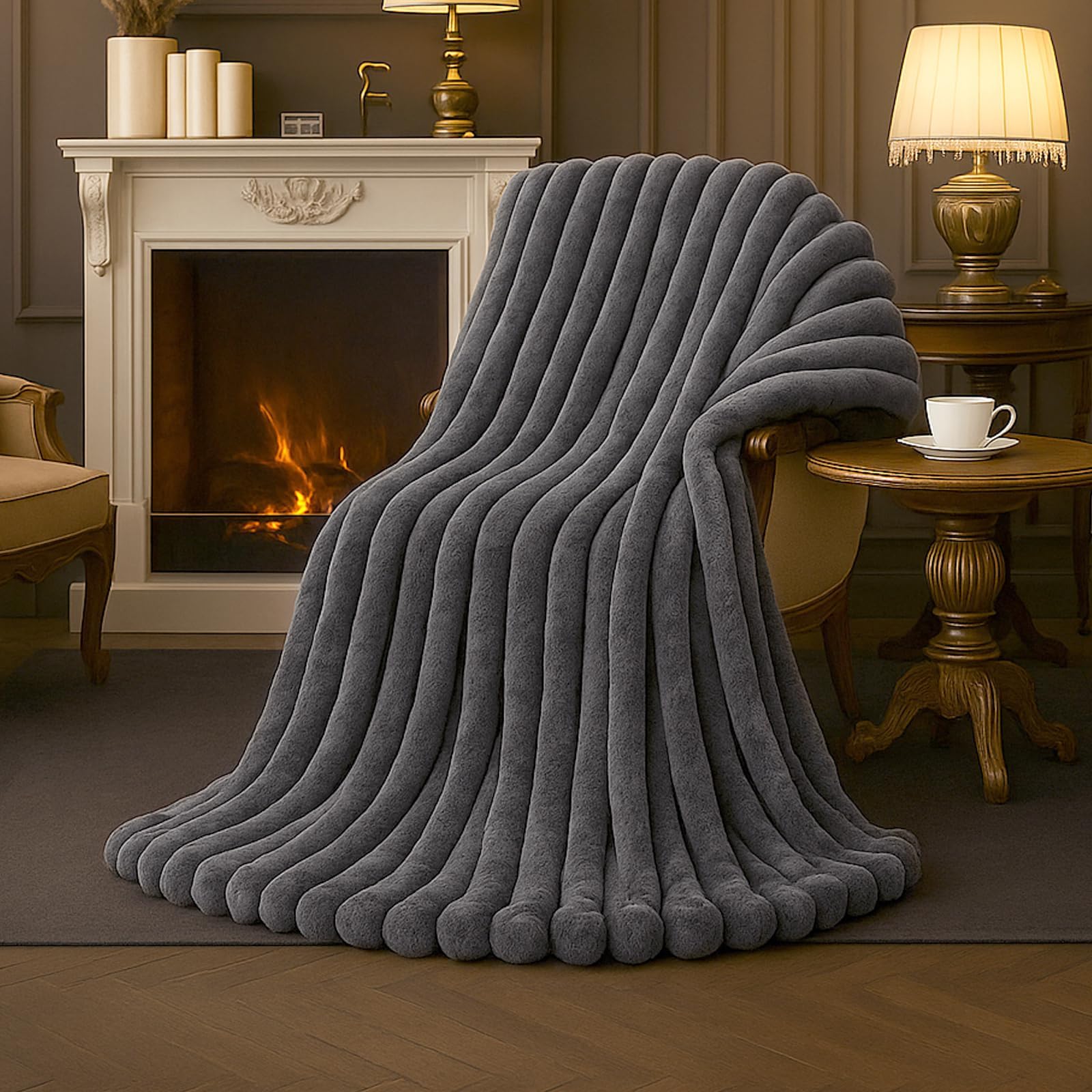 Amélie Home plaid face avant sur canapé pour confort chaleureux
