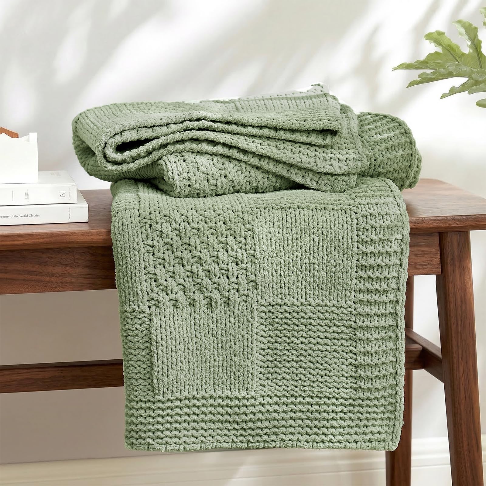 Amélie Home plaid entier sage green montrant confort et style