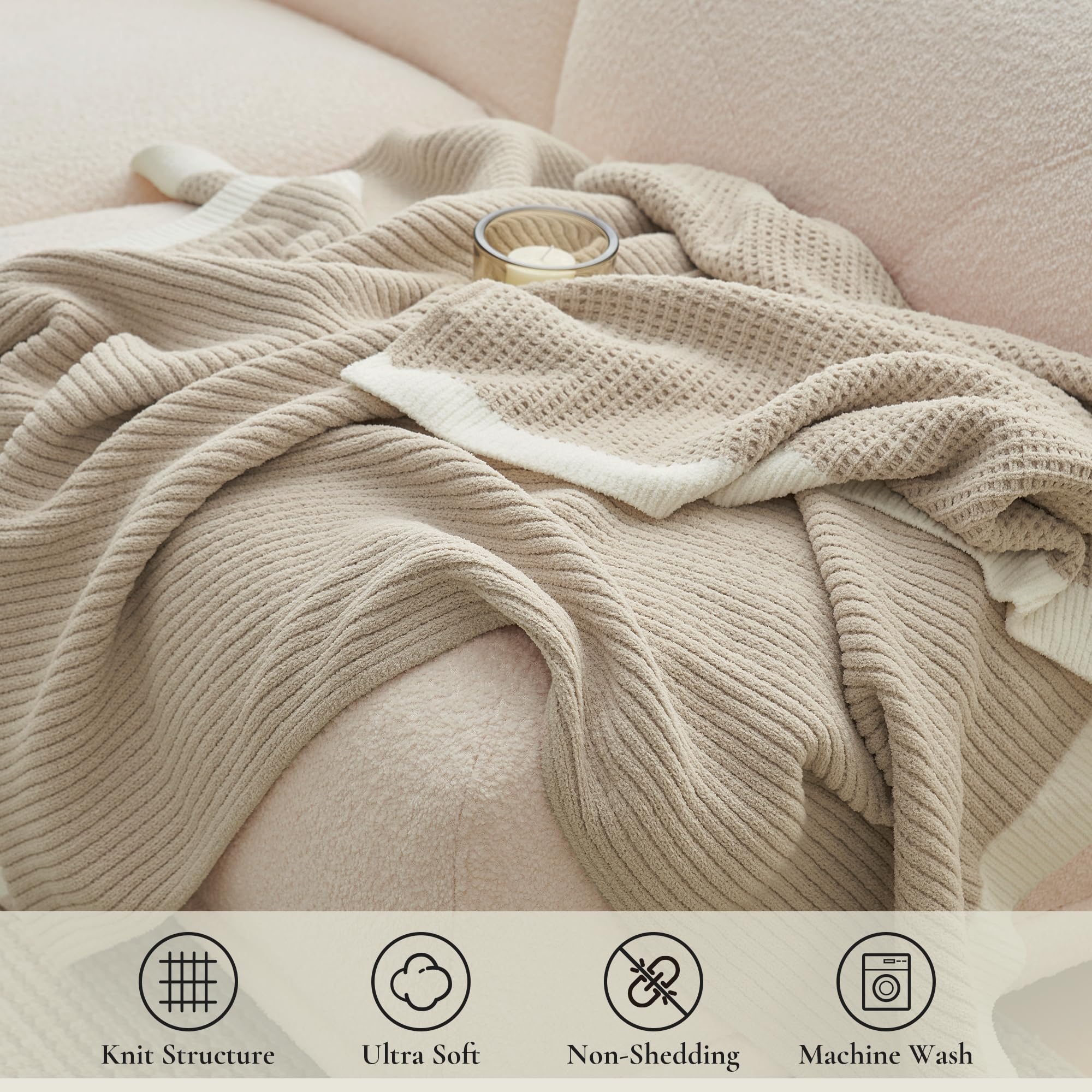 Amélie Home revers du plaid montrant les deux textures réversibles utiles