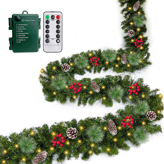 AMENON guirlande complète 18ft montrant longueur et densité pour une décoration accueillante