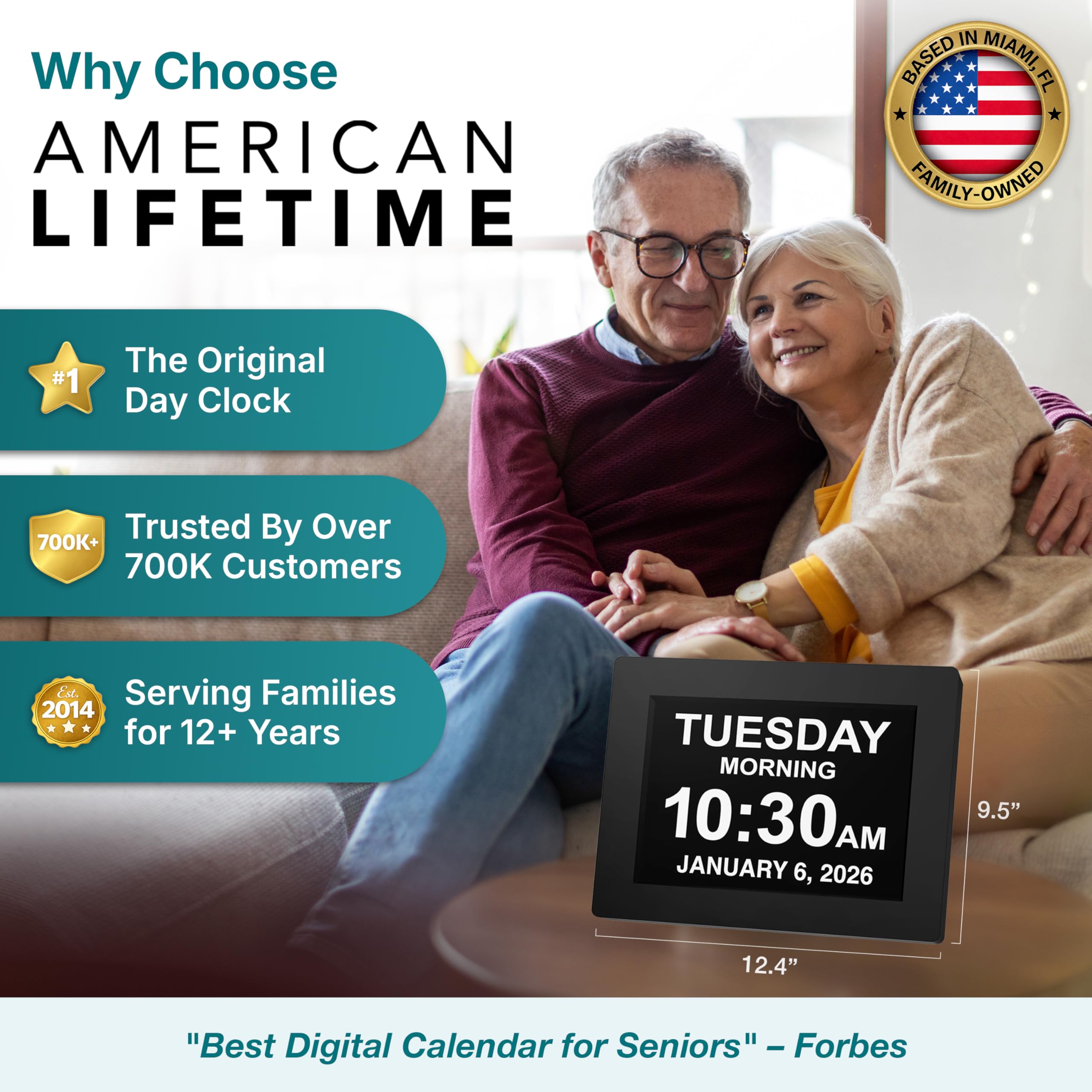 American Lifetime gros plan écran texte haute-contraste facilitant la lecture pour seniors