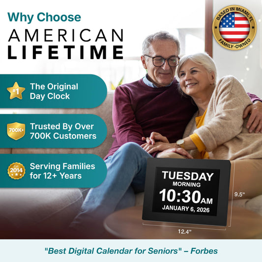 American Lifetime gros plan écran texte haute-contraste facilitant la lecture pour seniors