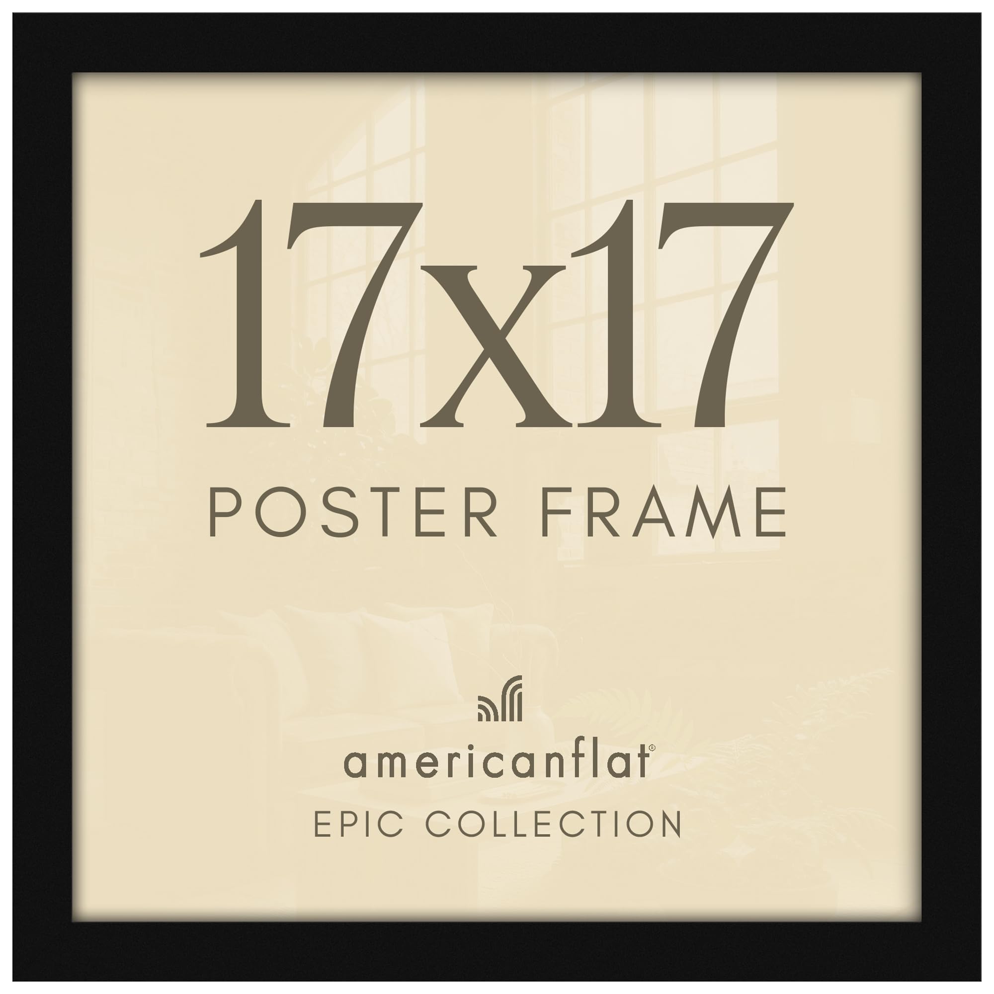 Americanflat cadre 17x17 face montrant photo nette et finition noire