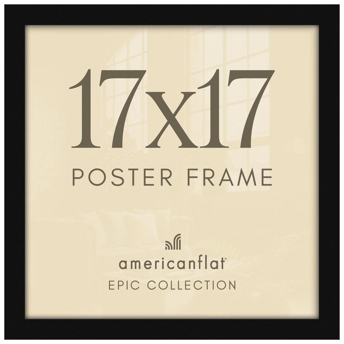 Americanflat cadre 17x17 face montrant photo nette et finition noire
