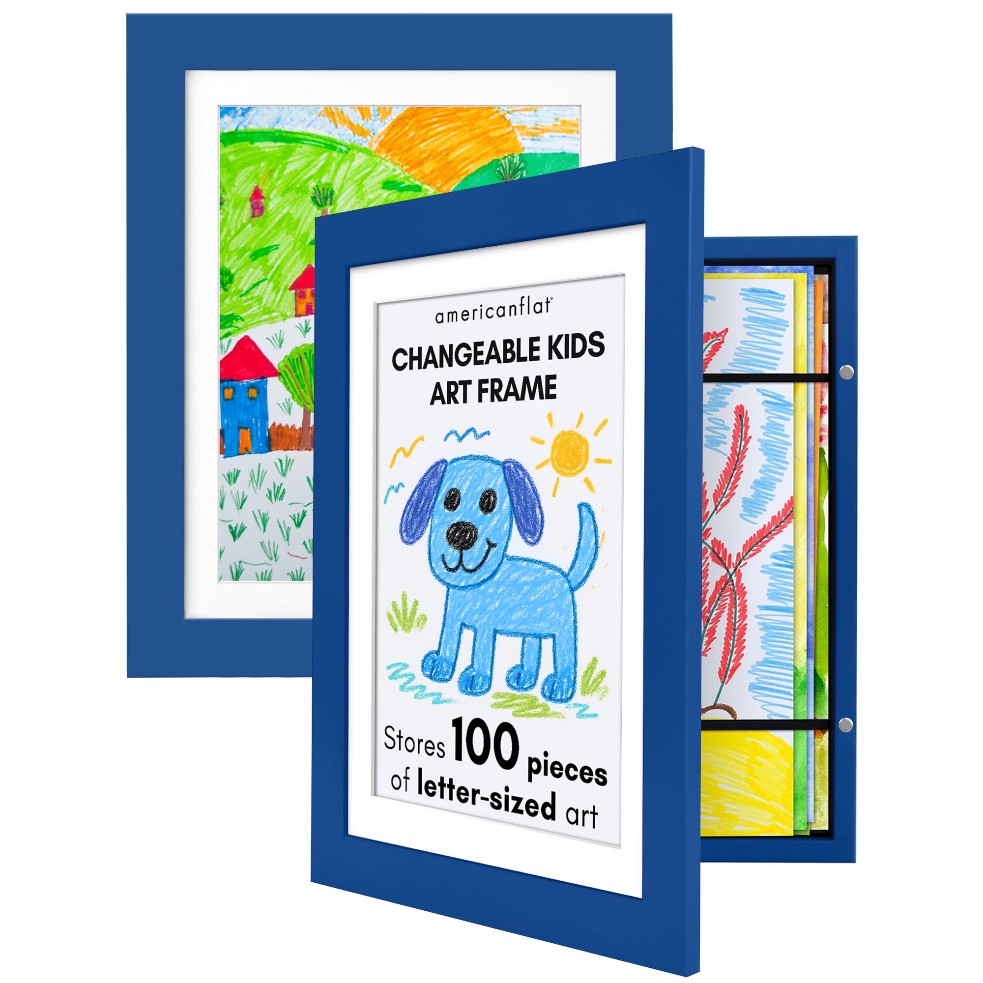 Americanflat cadre bleu affichage frontal pour changements rapides