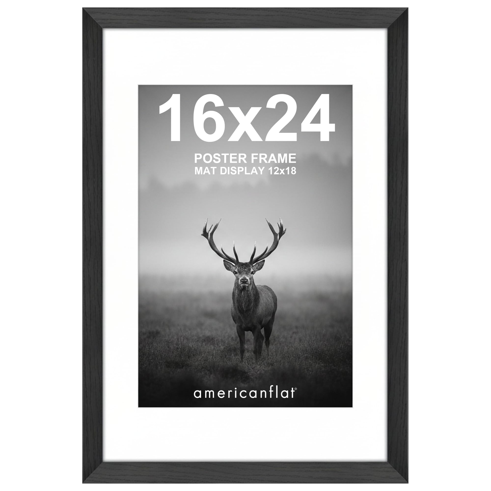 Americanflat face avant du cadre 16x24 noir, finition élégante
