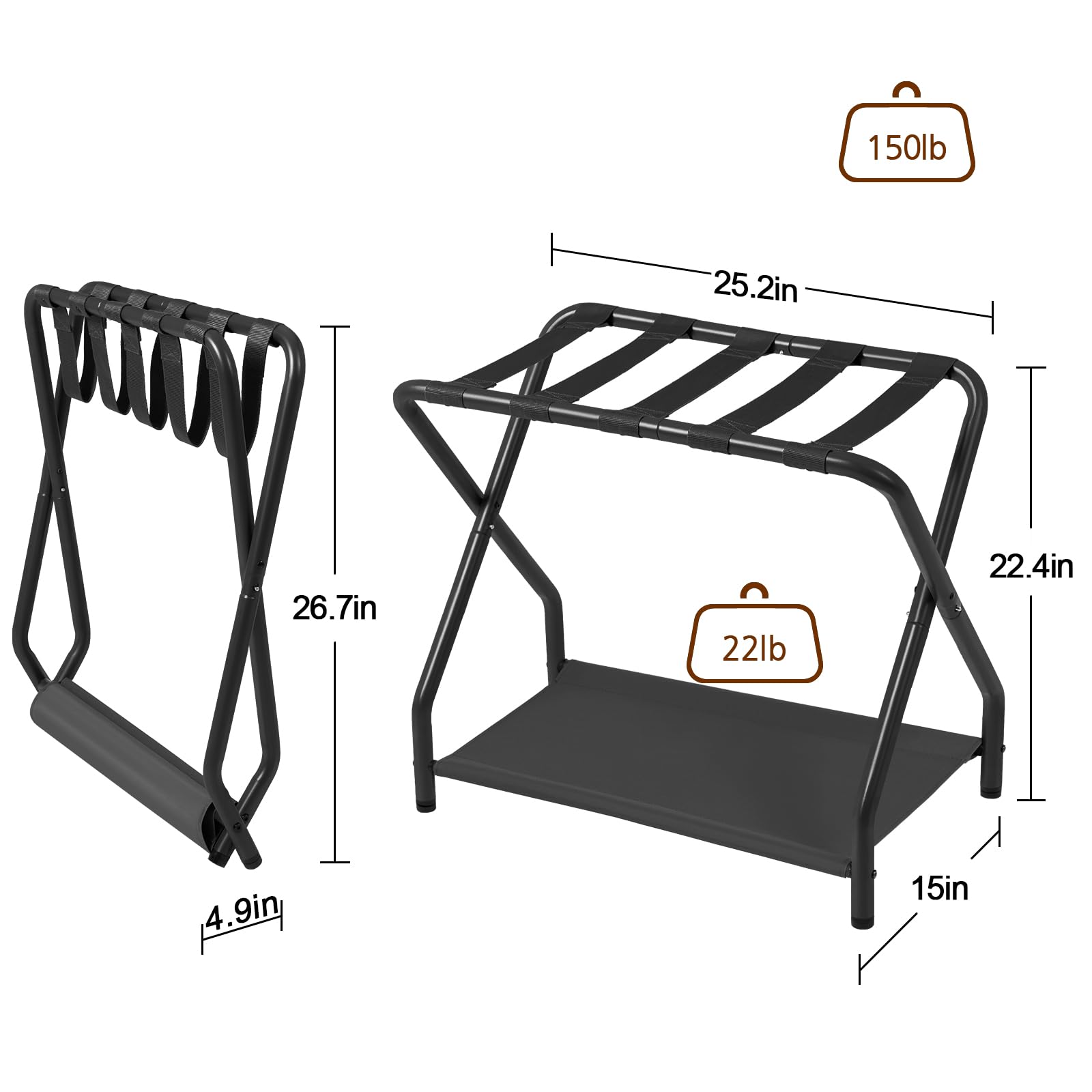 AMHANCIBLE valise 26 pouces posée sur le support montrant capacité et ergonomie