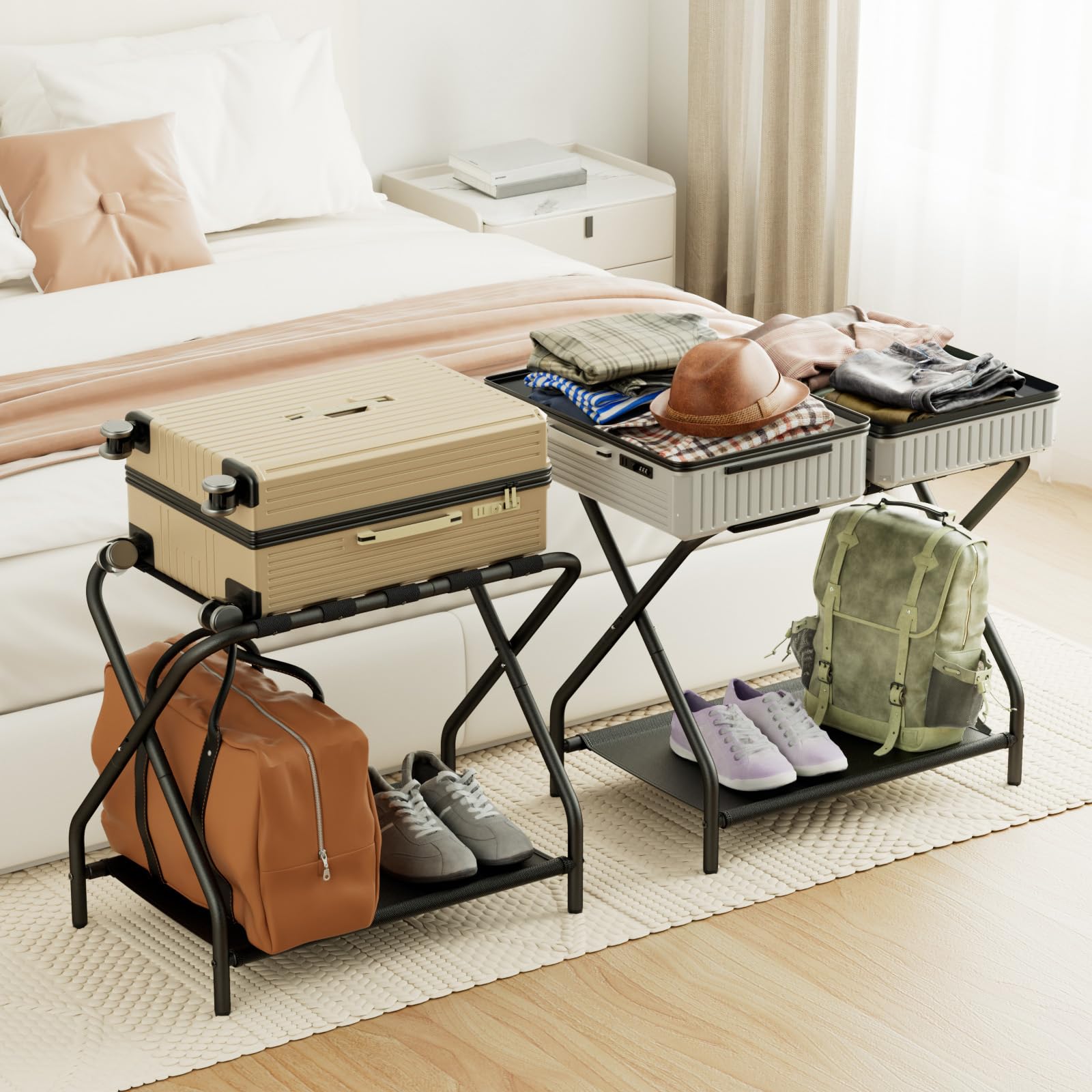 AMHANCIBLE gros plan sur sangles nylon illustrant la solidité pour soutenir une valise