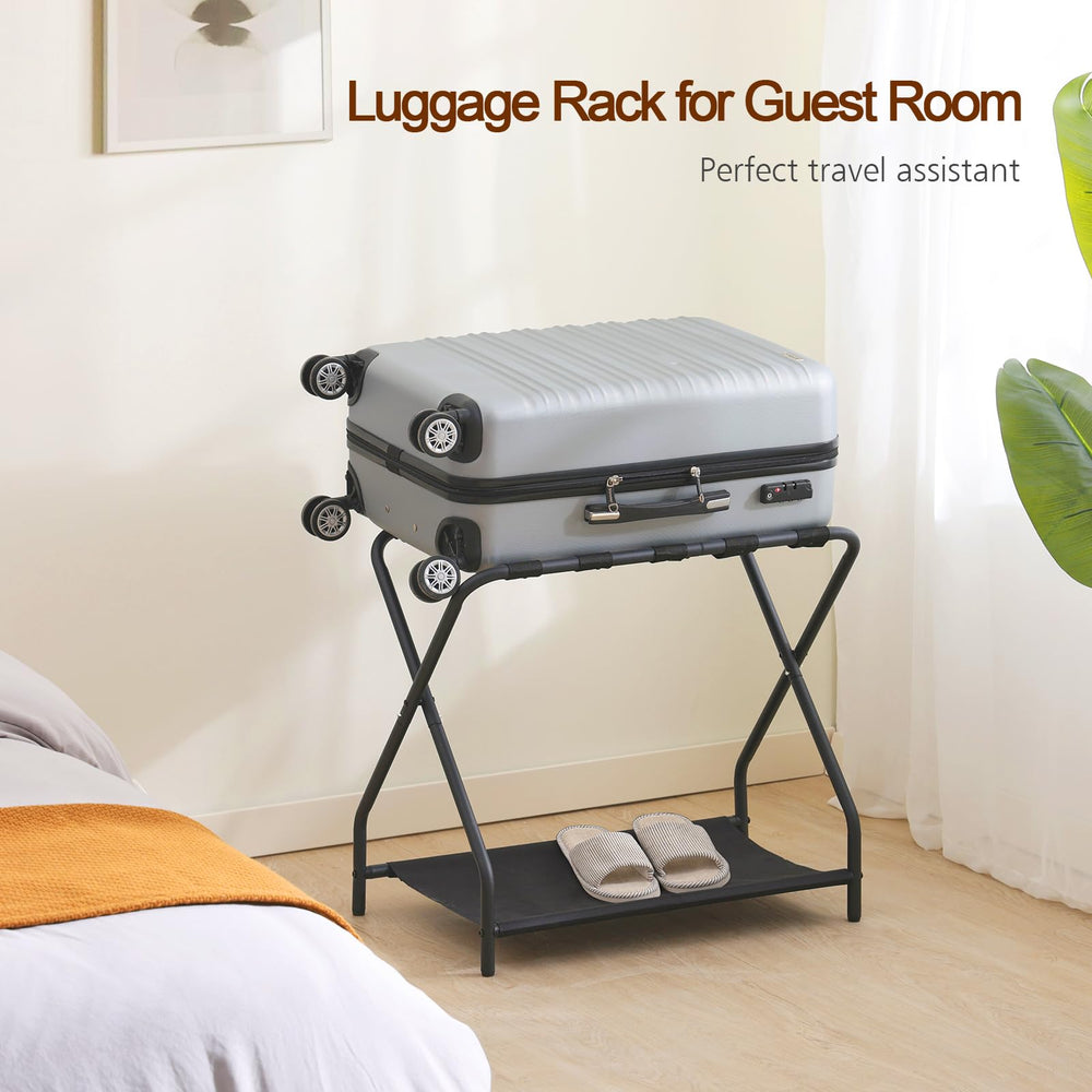AMHANCIBLE porte-bagages en situation dans une chambre d'invités montrant confort offert