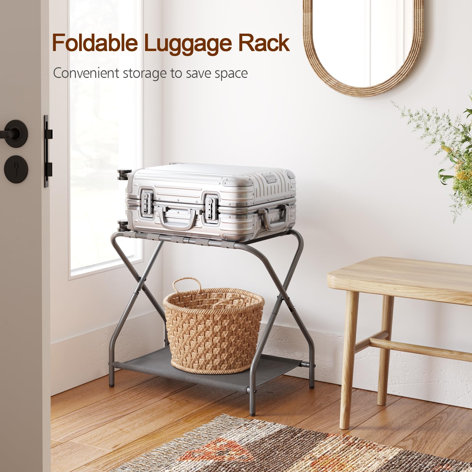 AMHANCIBLE comparaison d'échelle avec valise illustrant compatibilité
