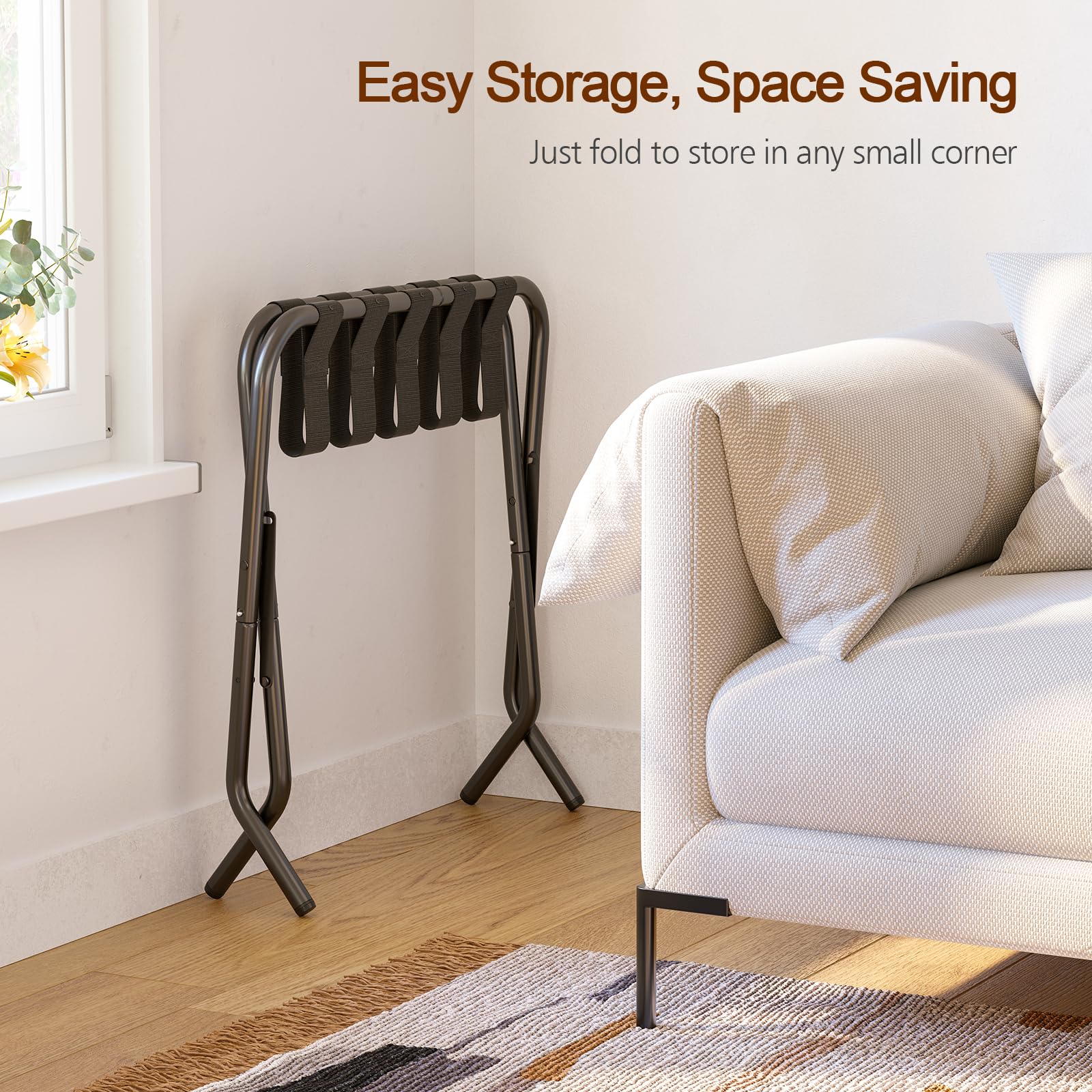 AMHANCIBLE support en usage avec valise ouverte facilitant déballage