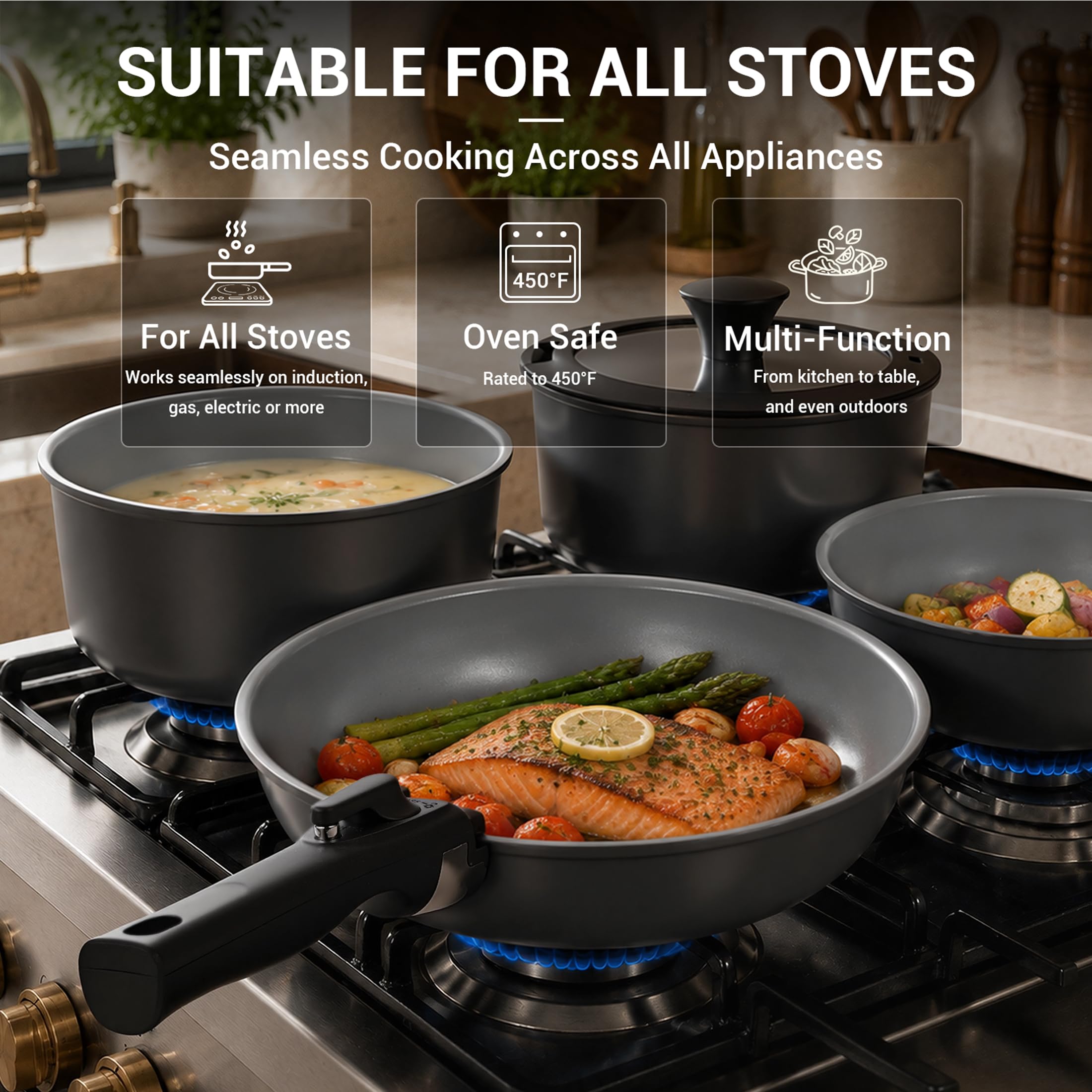 Ammeloo casseroles empilées pour un rangement compact et ordonné