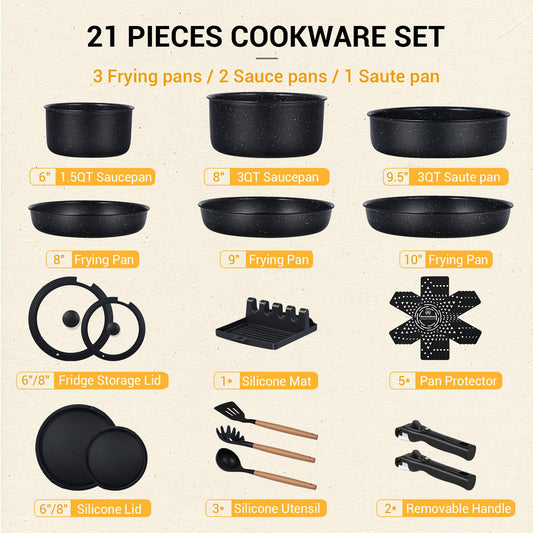 Ammeloo poignée détachable verrouillée en place pour une cuisson sécurisée