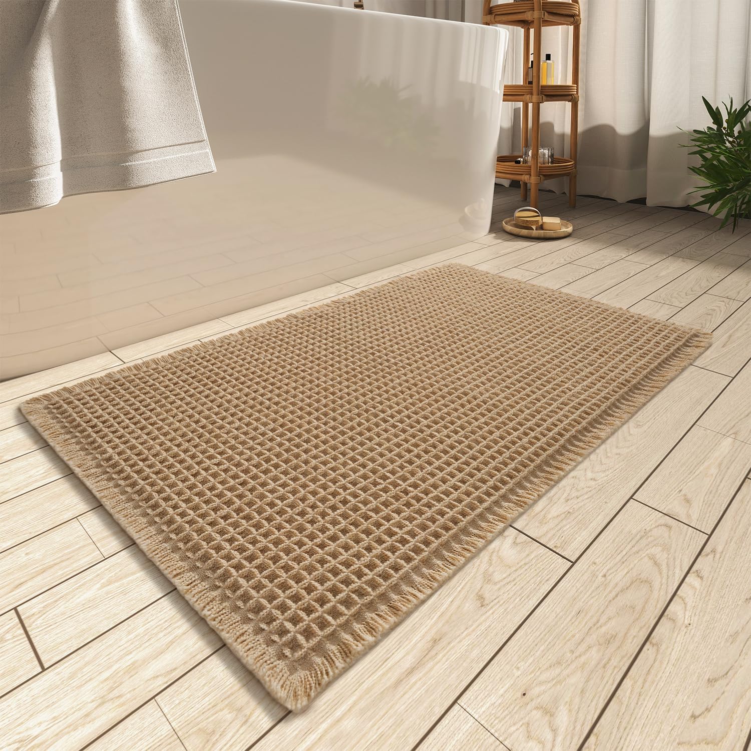 AMOAMI vue frontale du tapis montrant design gaufré et confort