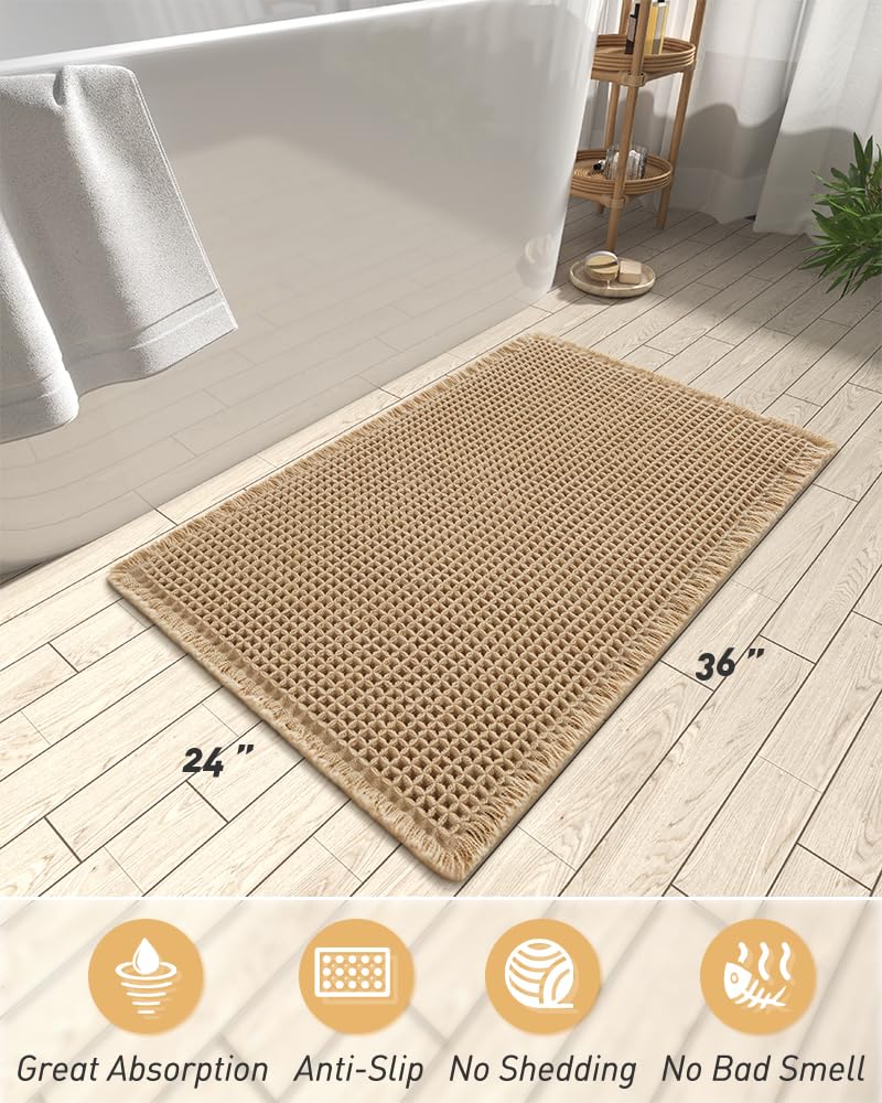 AMOAMI tapis posé dans salle de bain bohème, esthétique et confort chaud