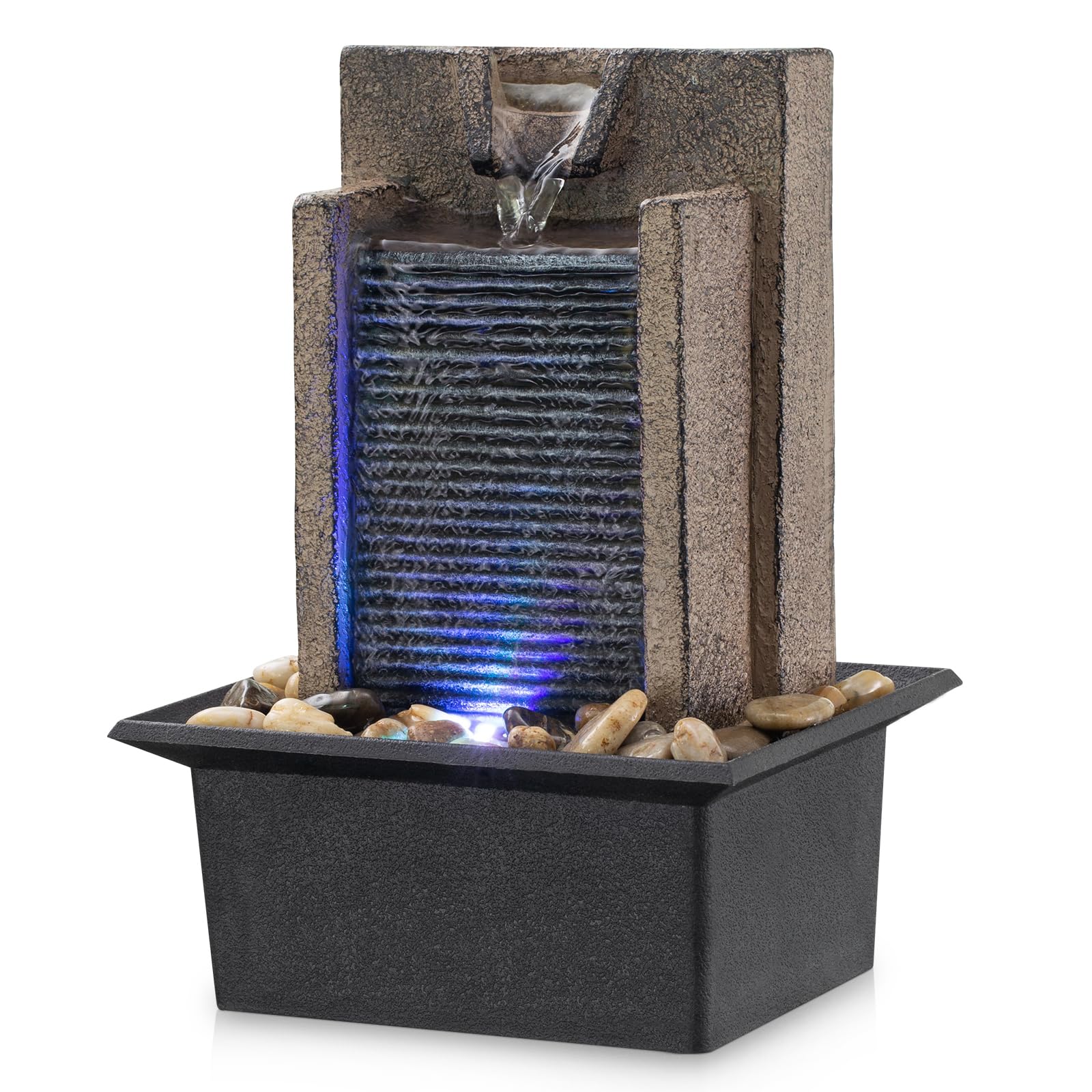 AMOOTEK fontaine de table vue de face montrant cascade décorative et élégance