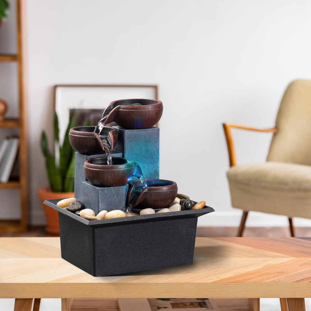 AMOOTEK fontaine utilisée sur bureau offrant atmosphère relaxante