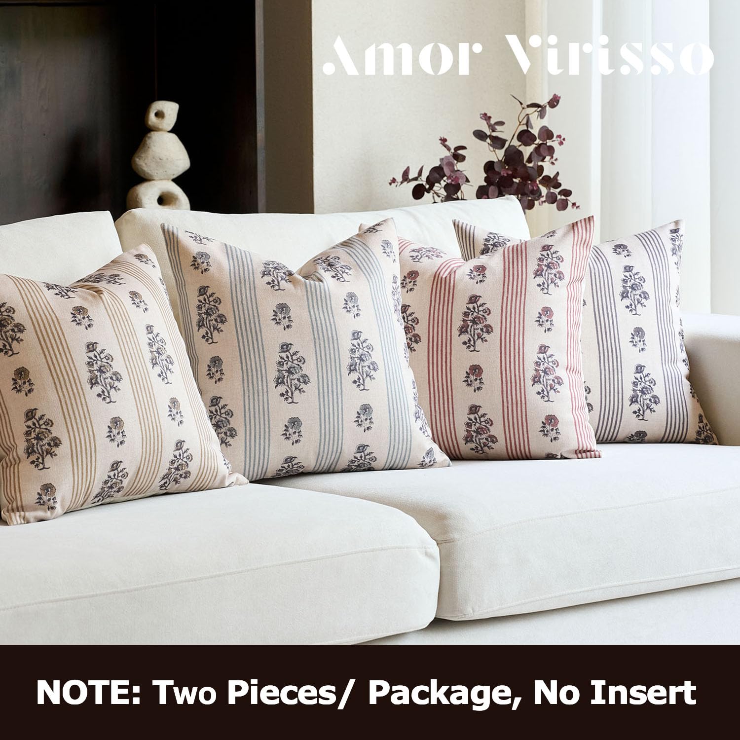Amor Virisso zoom motif rayures et fleurs, détail élégant pour déco