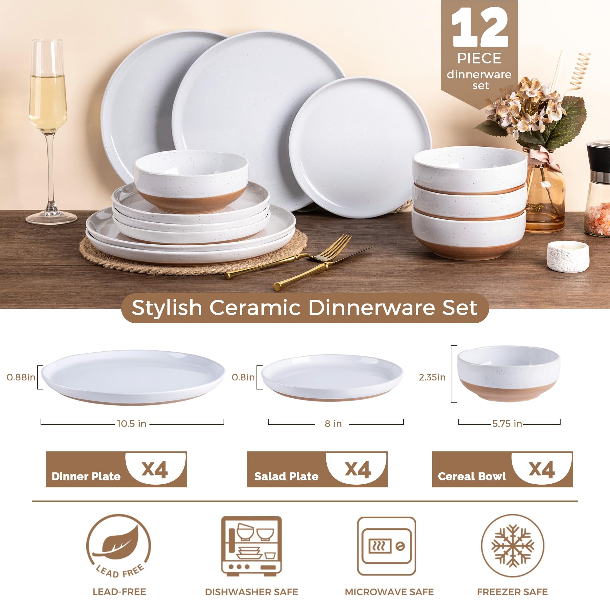 AmorArc assiette de dîner 10,5" vue de face avec bordure ondulée, élégance et fonctionnalité