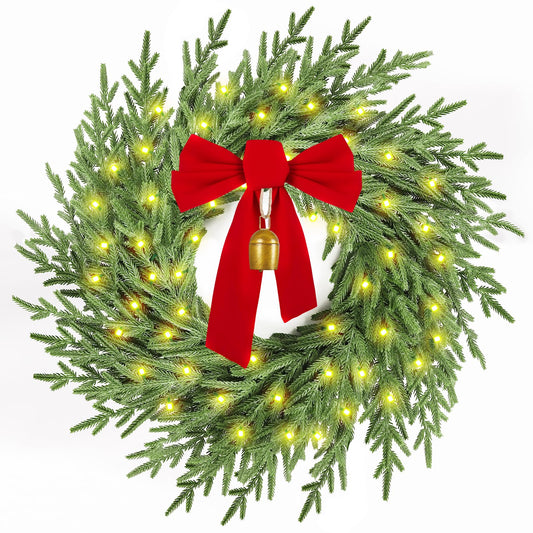 AMORISE couronne sur porte d'entrée montrant présence festive