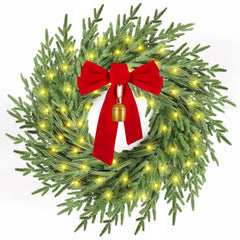 AMORISE couronne sur porte d'entrée montrant présence festive