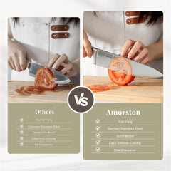 Amorston gros plan lame montrant finition acier et précision de coupe