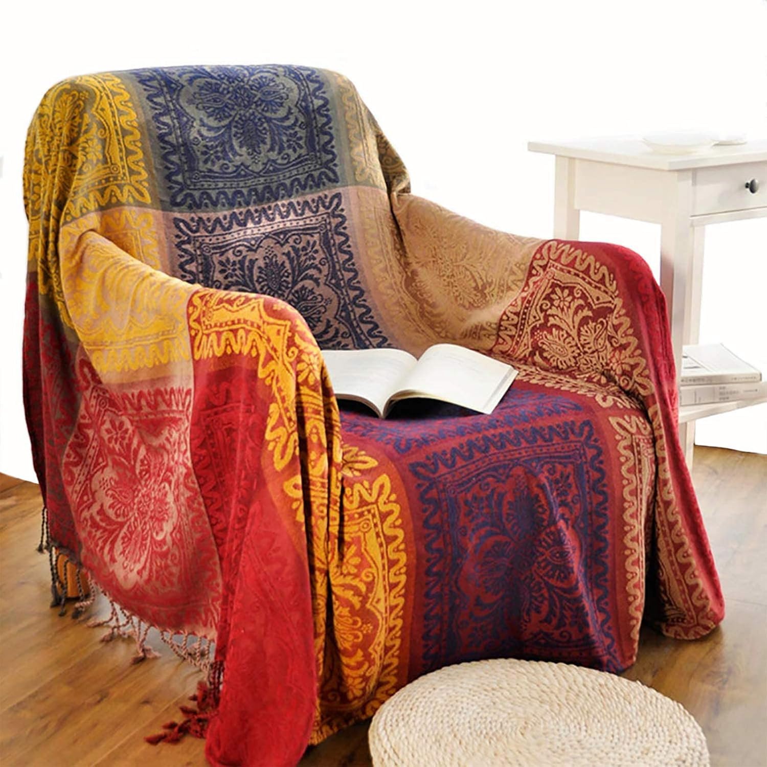 amorus plaid boho face avant montrant style et protection du canapé