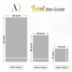 Ample Decor comparaison taille montrant dimensions bain, mains et gant