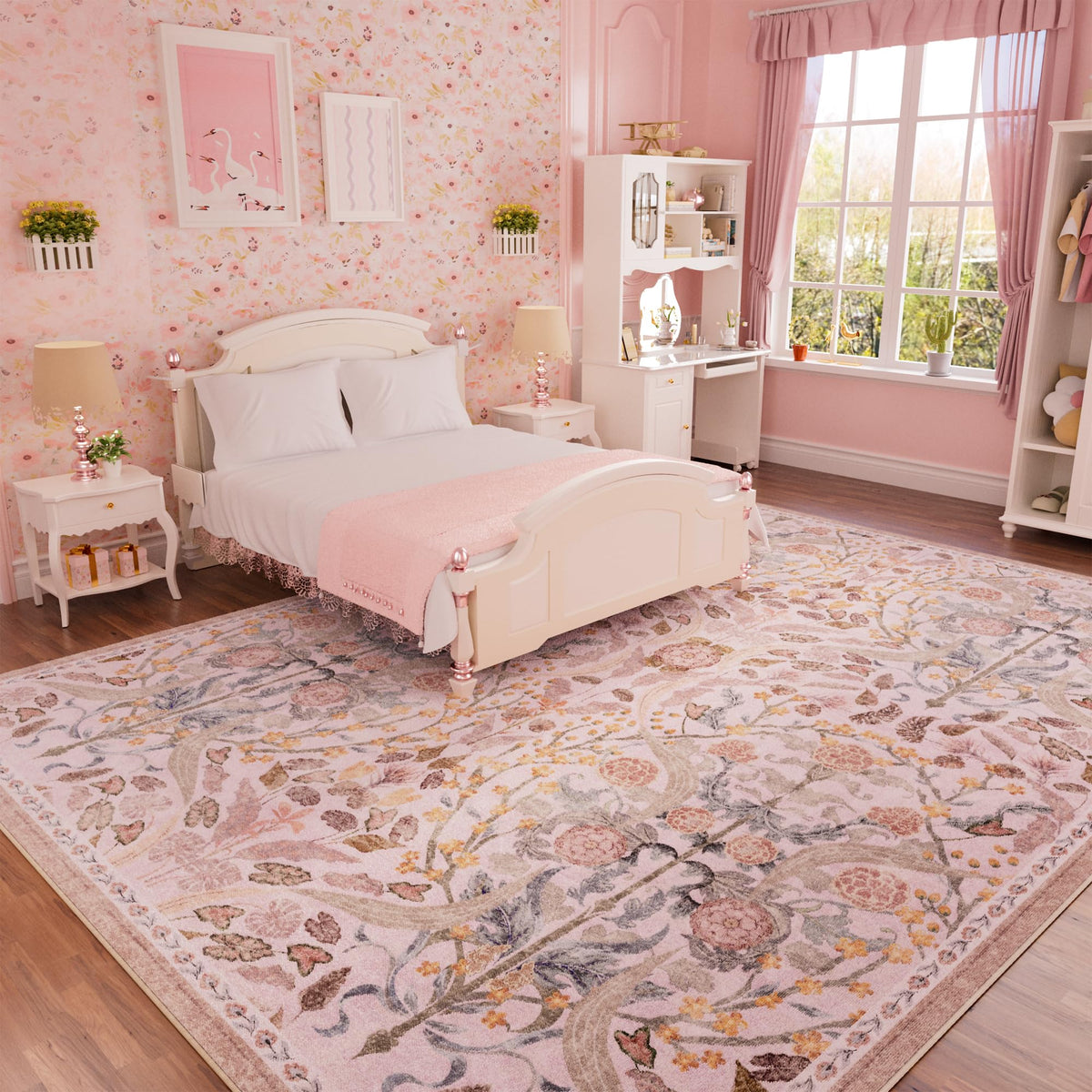 AMTOVO tapis face avant floral montrant motif vintage et élégance