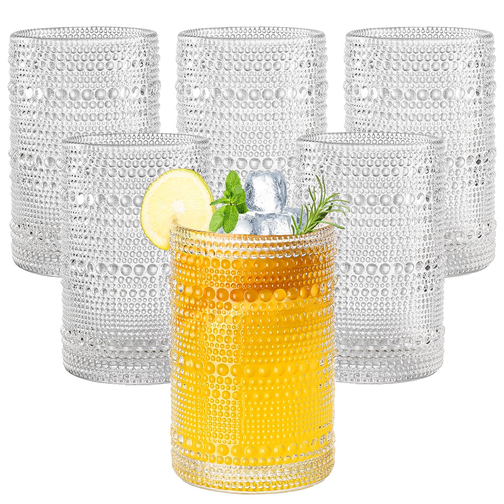 Amyoole avant du lot de 6 verres hobnail durable et élégant