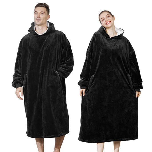 AmyHomie vue avant du hoodie blanket montrant coupe oversize et confort